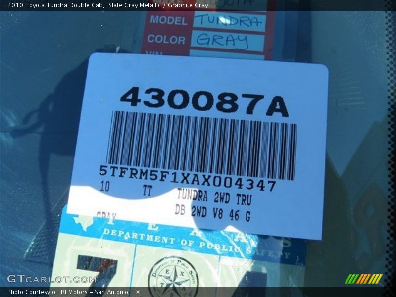 Slate Gray Metallic / Graphite Gray 2010 Toyota Tundra Double Cab