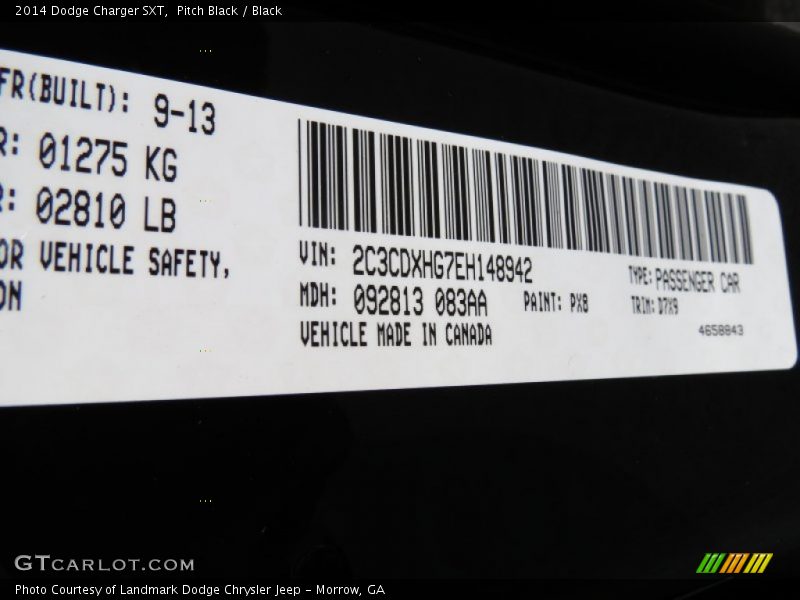 Pitch Black / Black 2014 Dodge Charger SXT