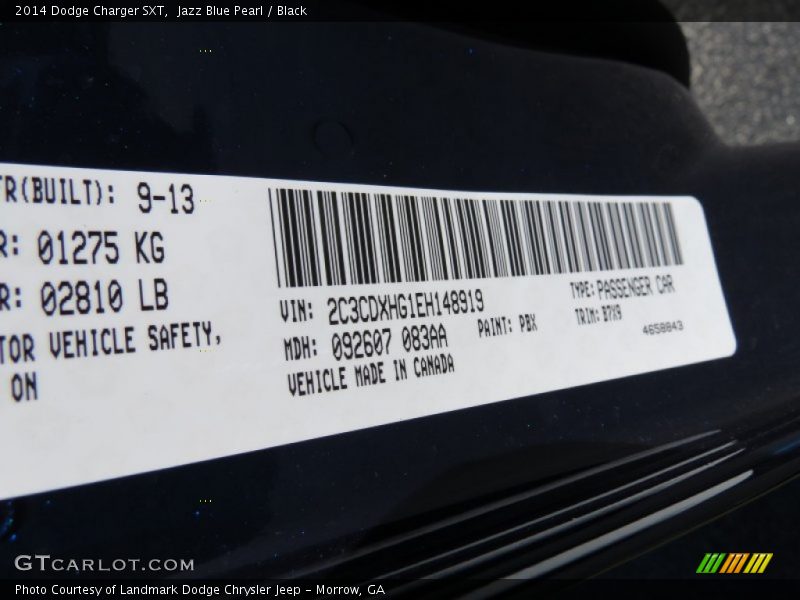 Jazz Blue Pearl / Black 2014 Dodge Charger SXT