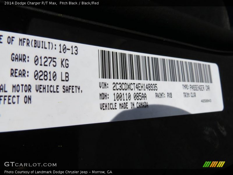 Pitch Black / Black/Red 2014 Dodge Charger R/T Max