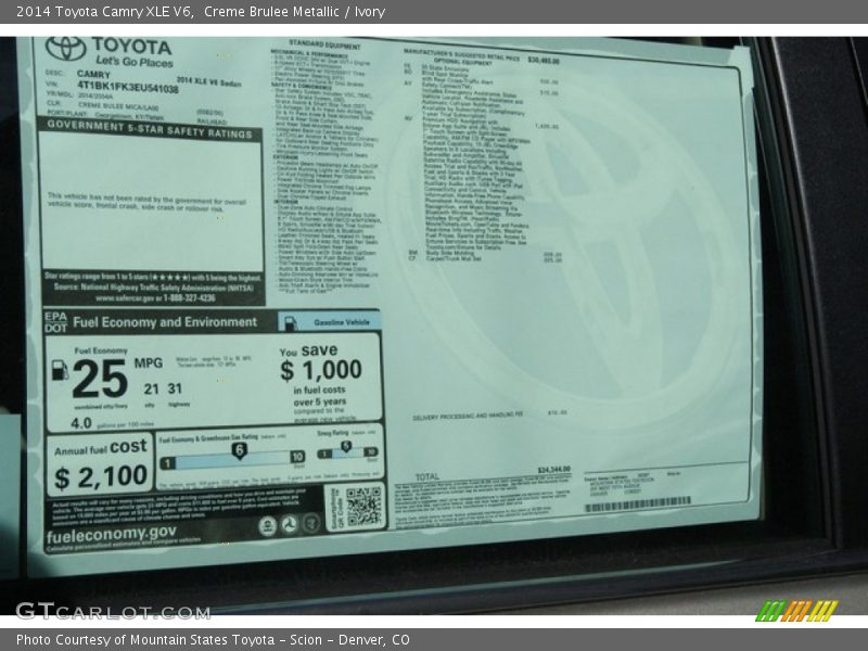 Creme Brulee Metallic / Ivory 2014 Toyota Camry XLE V6