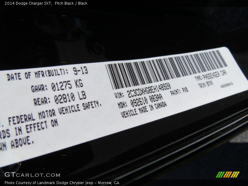 Pitch Black / Black 2014 Dodge Charger SXT