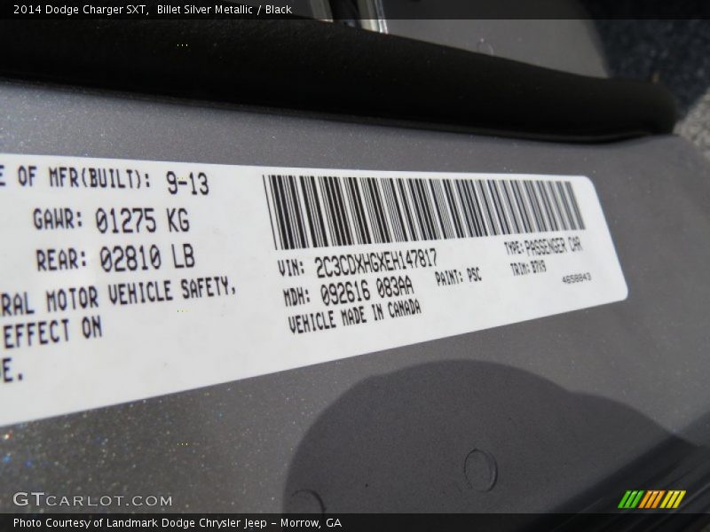 Billet Silver Metallic / Black 2014 Dodge Charger SXT