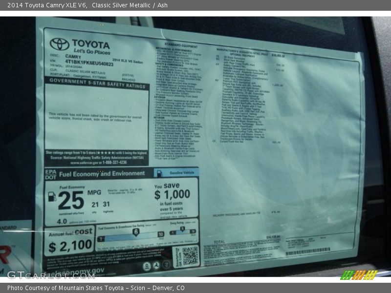 Classic Silver Metallic / Ash 2014 Toyota Camry XLE V6