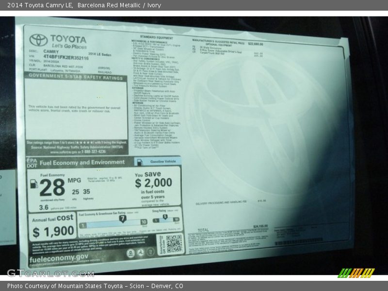 Barcelona Red Metallic / Ivory 2014 Toyota Camry LE