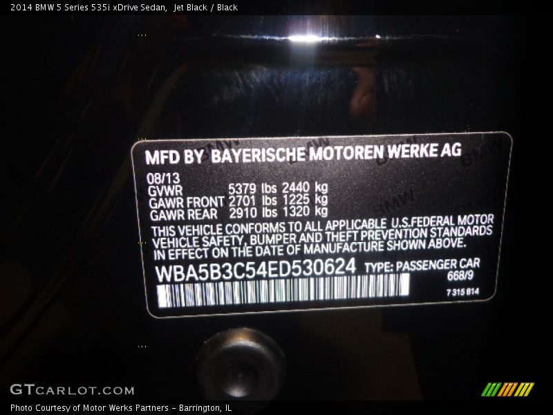 Jet Black / Black 2014 BMW 5 Series 535i xDrive Sedan
