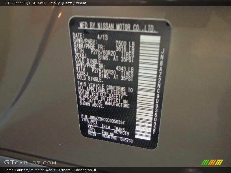 Smoky Quartz / Wheat 2013 Infiniti QX 56 4WD