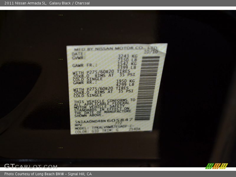Galaxy Black / Charcoal 2011 Nissan Armada SL