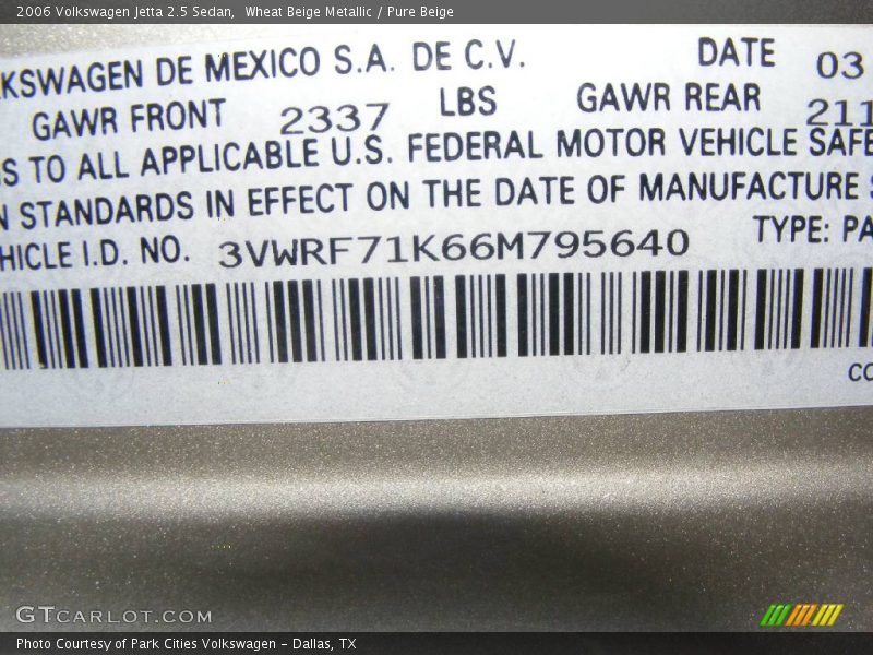 Wheat Beige Metallic / Pure Beige 2006 Volkswagen Jetta 2.5 Sedan