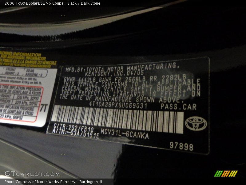 Black / Dark Stone 2006 Toyota Solara SE V6 Coupe