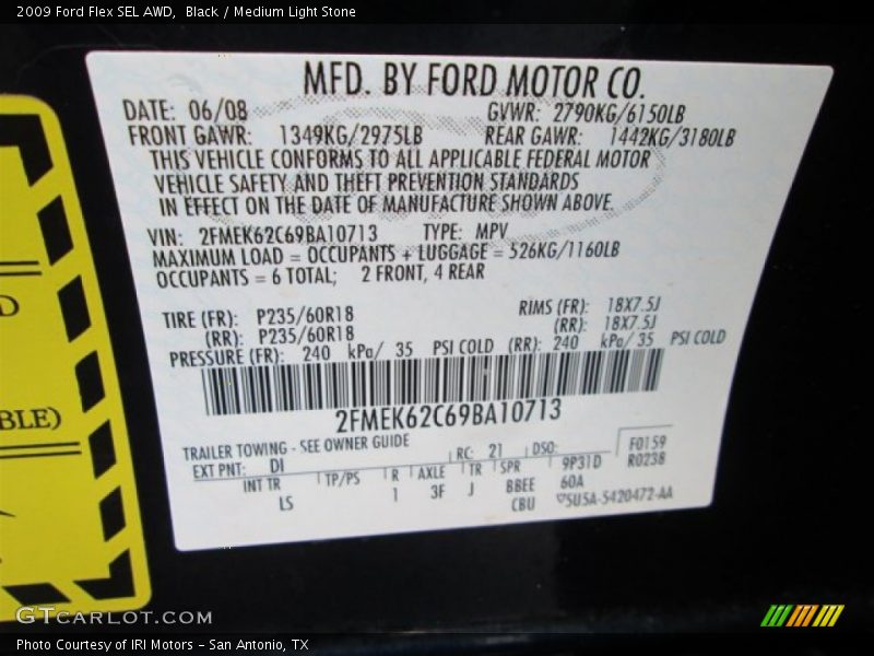 Black / Medium Light Stone 2009 Ford Flex SEL AWD