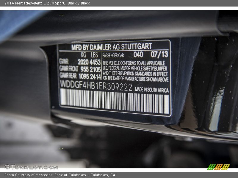 Black / Black 2014 Mercedes-Benz C 250 Sport