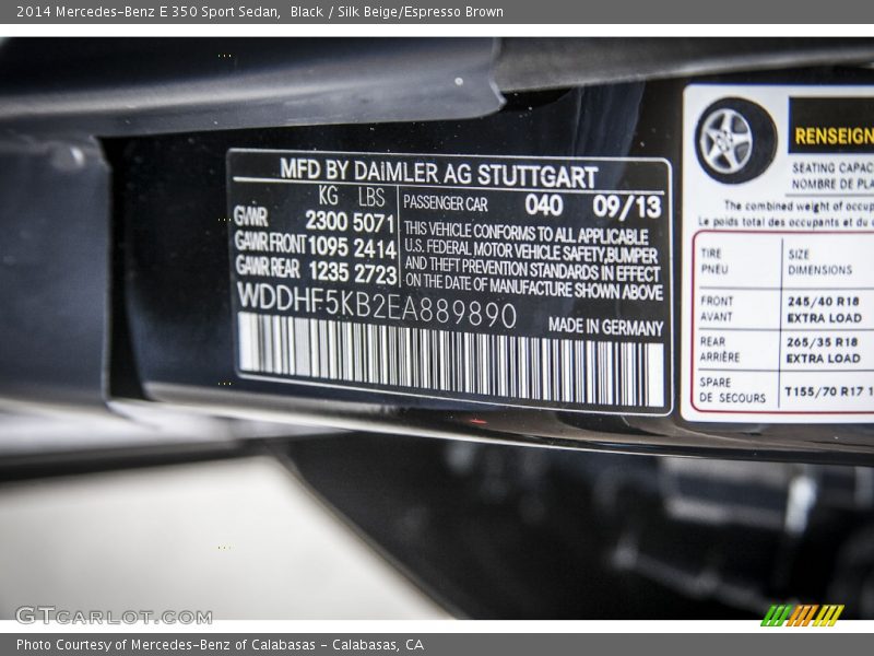 Black / Silk Beige/Espresso Brown 2014 Mercedes-Benz E 350 Sport Sedan