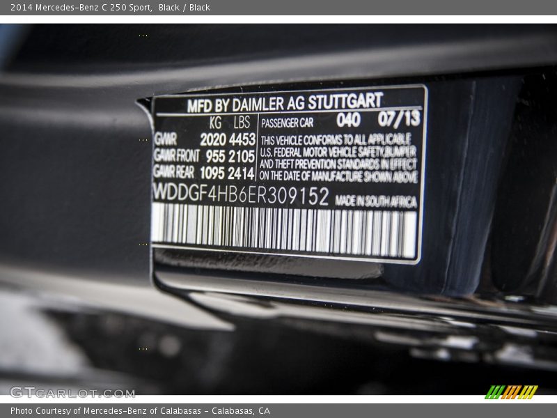 Black / Black 2014 Mercedes-Benz C 250 Sport