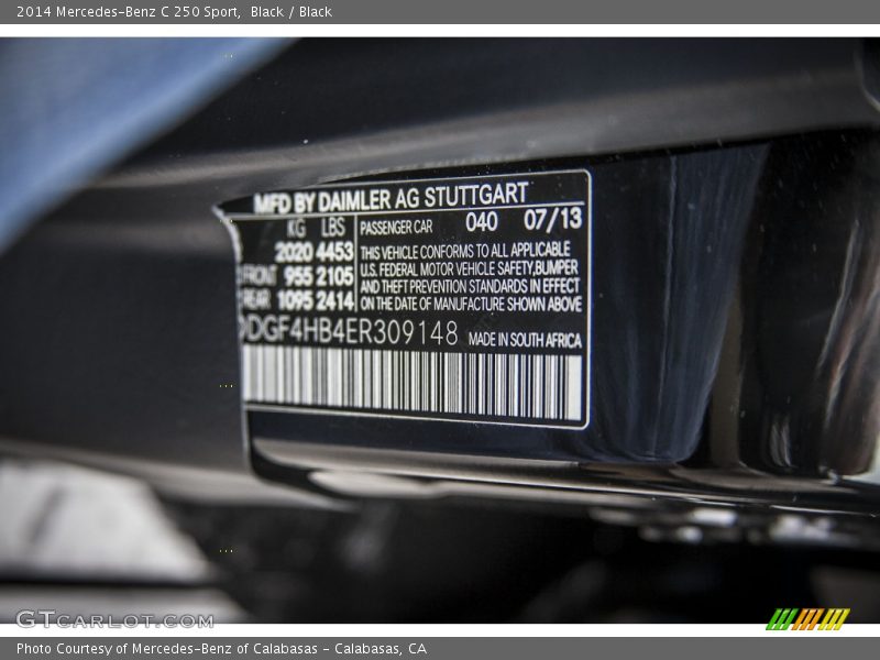 Black / Black 2014 Mercedes-Benz C 250 Sport