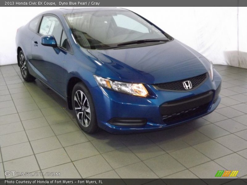 Dyno Blue Pearl / Gray 2013 Honda Civic EX Coupe