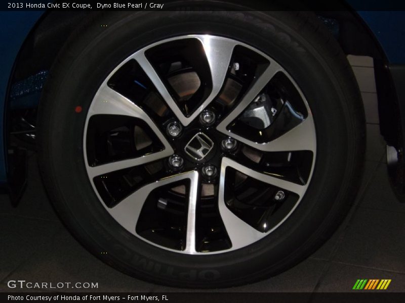 Dyno Blue Pearl / Gray 2013 Honda Civic EX Coupe