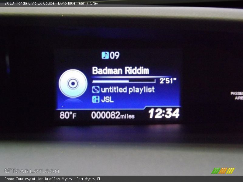 Dyno Blue Pearl / Gray 2013 Honda Civic EX Coupe
