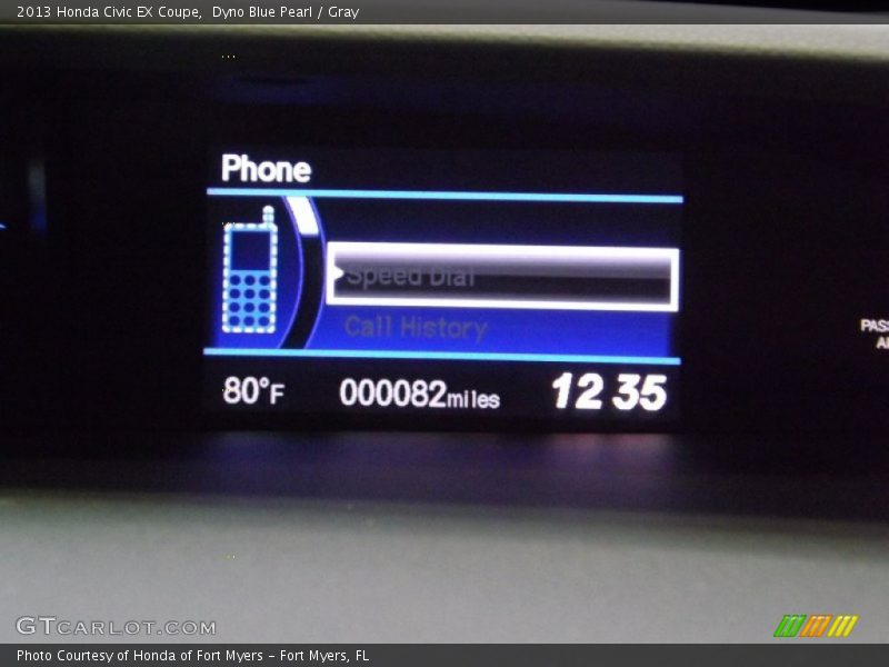 Dyno Blue Pearl / Gray 2013 Honda Civic EX Coupe