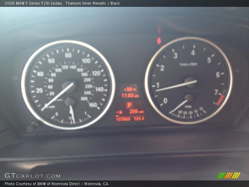 Titanium Silver Metallic / Black 2008 BMW 5 Series 528i Sedan