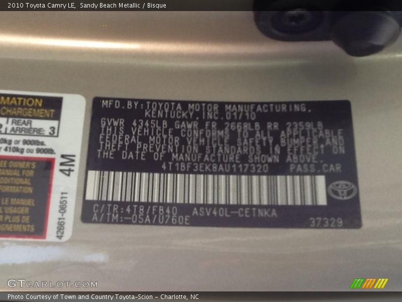 Sandy Beach Metallic / Bisque 2010 Toyota Camry LE