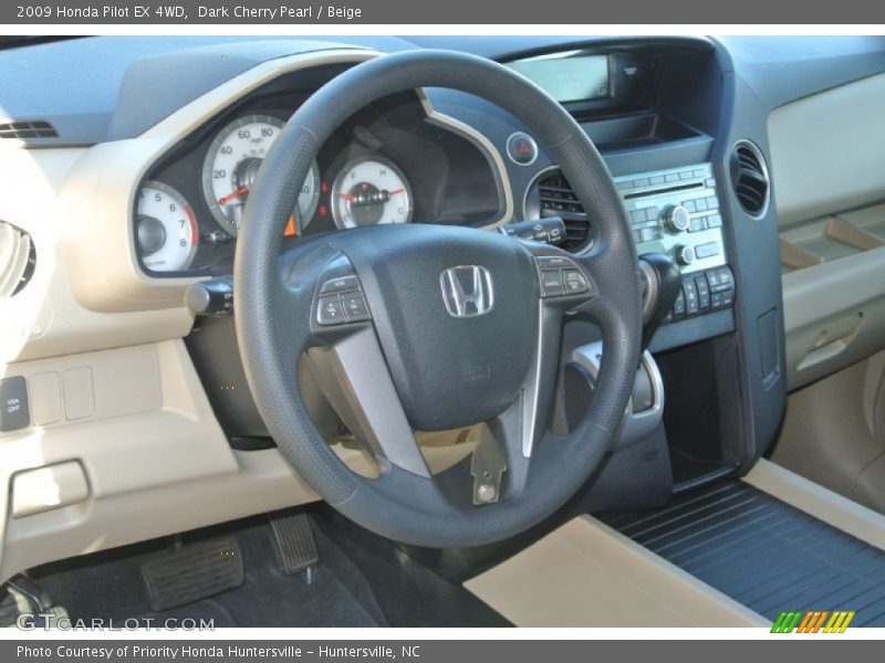 Dark Cherry Pearl / Beige 2009 Honda Pilot EX 4WD