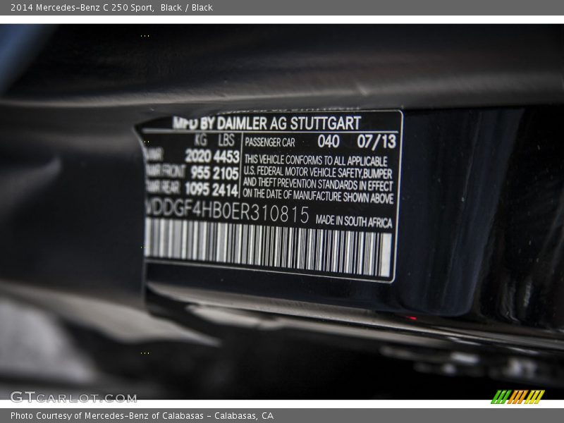 Black / Black 2014 Mercedes-Benz C 250 Sport