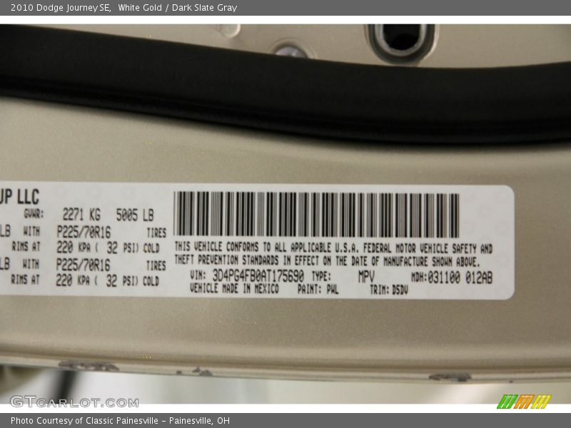 White Gold / Dark Slate Gray 2010 Dodge Journey SE