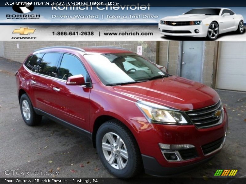 Crystal Red Tintcoat / Ebony 2014 Chevrolet Traverse LT AWD