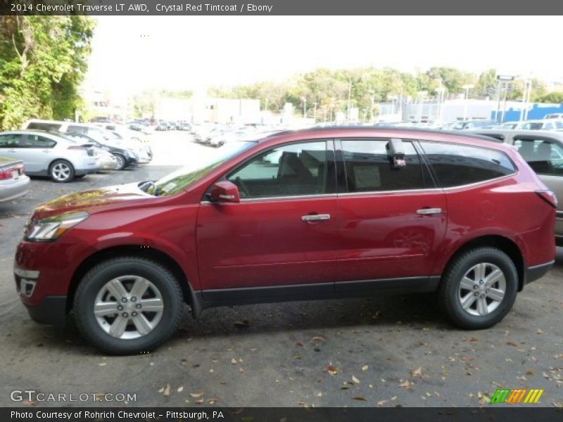 Crystal Red Tintcoat / Ebony 2014 Chevrolet Traverse LT AWD