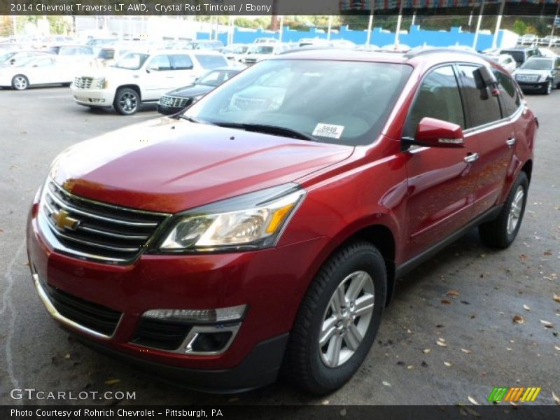 Crystal Red Tintcoat / Ebony 2014 Chevrolet Traverse LT AWD