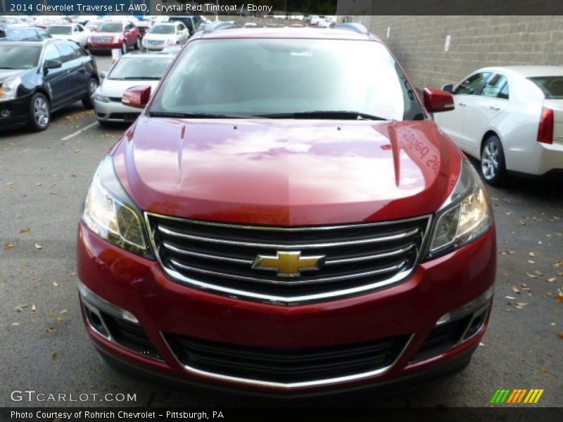 Crystal Red Tintcoat / Ebony 2014 Chevrolet Traverse LT AWD