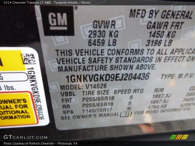 Tungsten Metallic / Ebony 2014 Chevrolet Traverse LT AWD