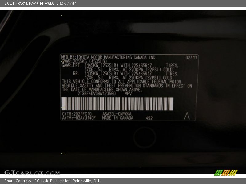 Black / Ash 2011 Toyota RAV4 I4 4WD