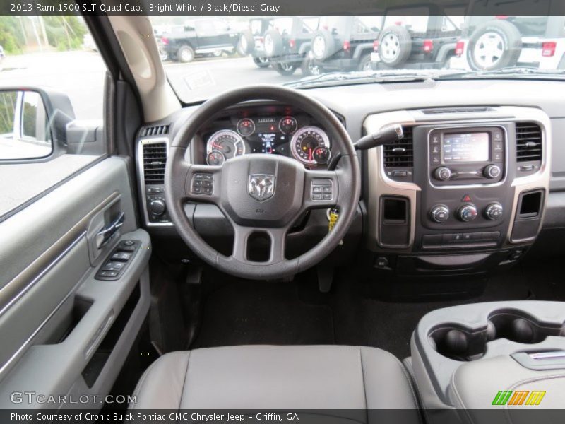 Bright White / Black/Diesel Gray 2013 Ram 1500 SLT Quad Cab