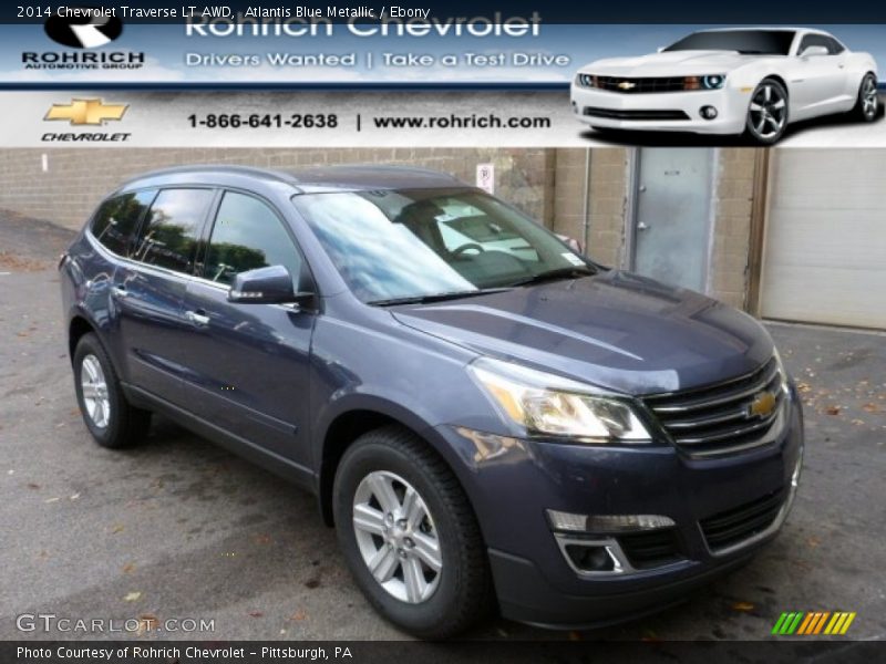 Atlantis Blue Metallic / Ebony 2014 Chevrolet Traverse LT AWD