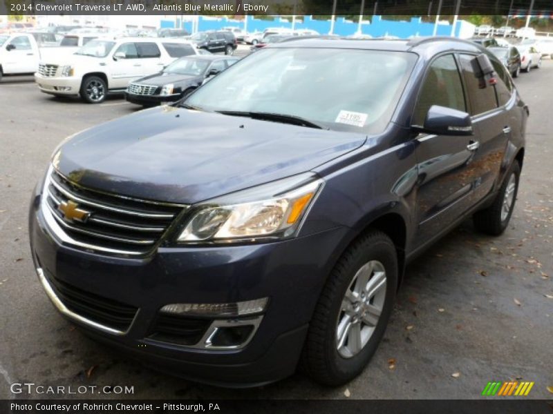 Atlantis Blue Metallic / Ebony 2014 Chevrolet Traverse LT AWD