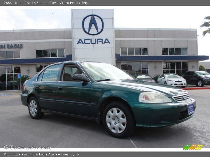 Clover Green Pearl / Beige 2000 Honda Civic LX Sedan