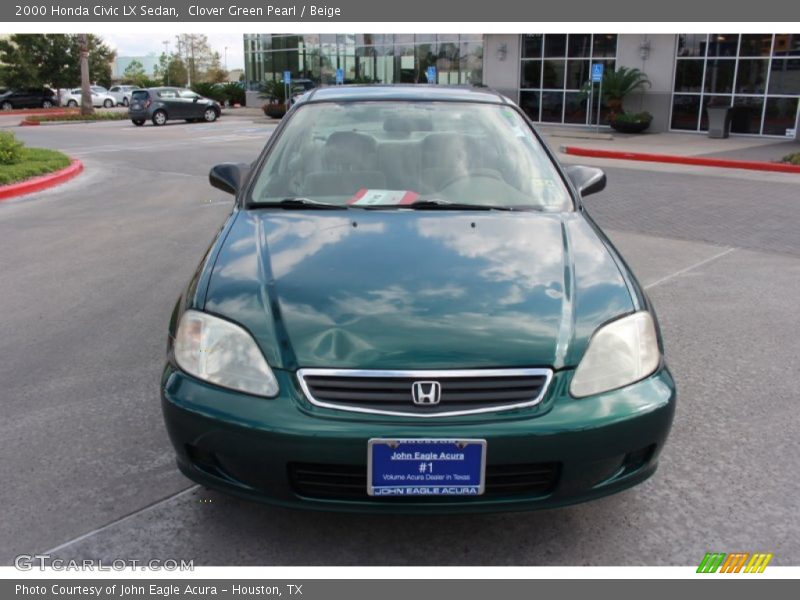 Clover Green Pearl / Beige 2000 Honda Civic LX Sedan