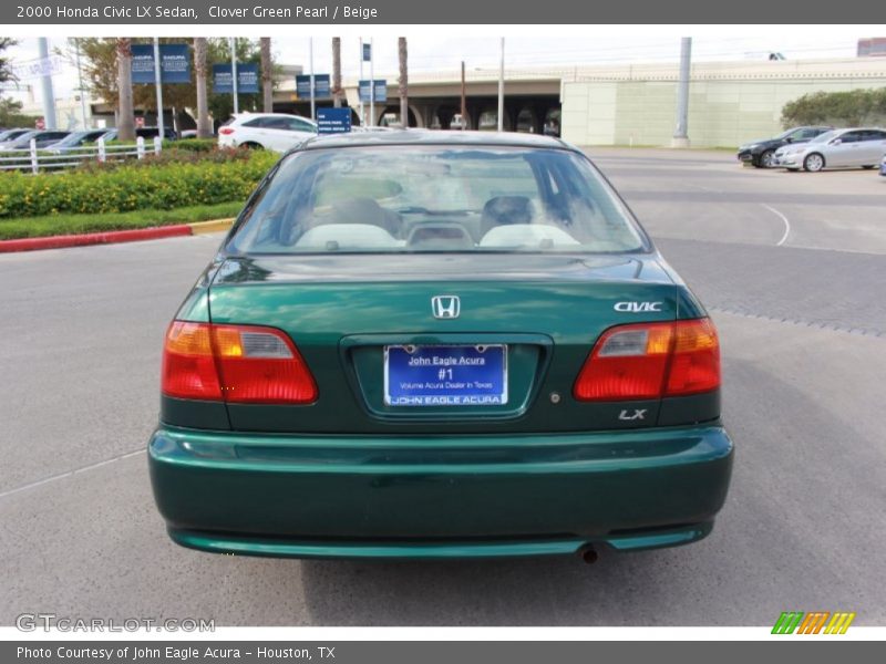 Clover Green Pearl / Beige 2000 Honda Civic LX Sedan