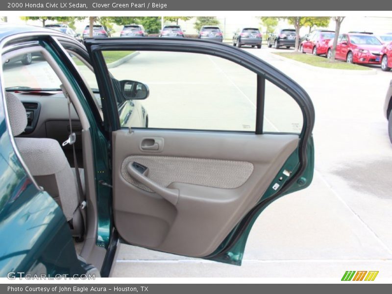 Clover Green Pearl / Beige 2000 Honda Civic LX Sedan