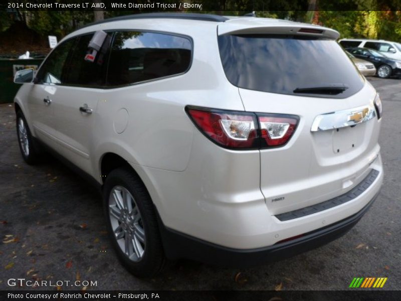 White Diamond Tricoat / Ebony 2014 Chevrolet Traverse LT AWD