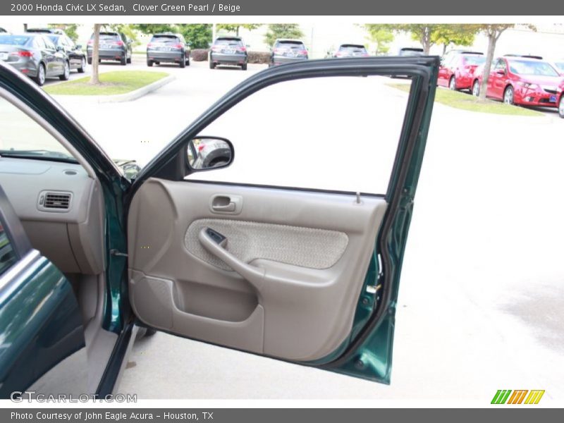 Clover Green Pearl / Beige 2000 Honda Civic LX Sedan