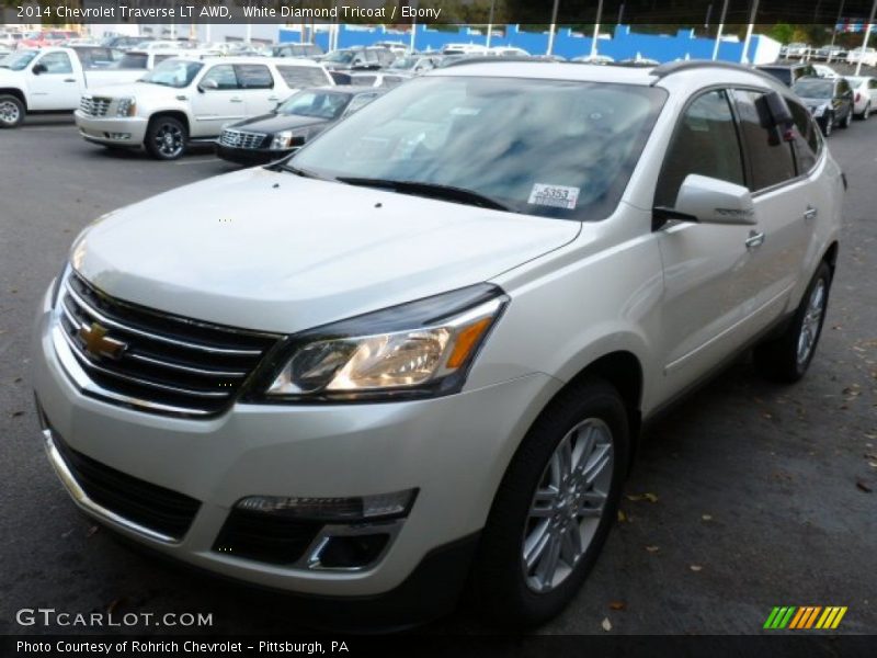 White Diamond Tricoat / Ebony 2014 Chevrolet Traverse LT AWD