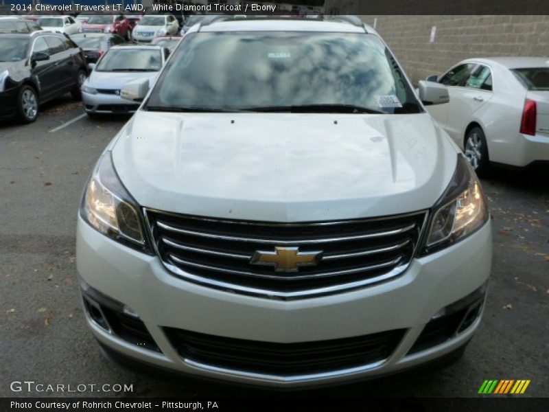 White Diamond Tricoat / Ebony 2014 Chevrolet Traverse LT AWD