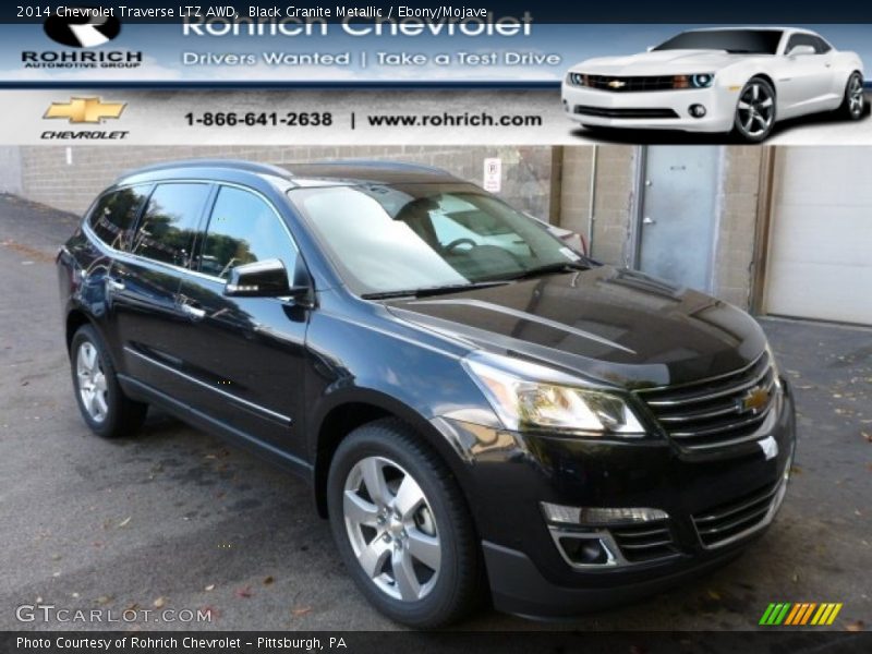 Black Granite Metallic / Ebony/Mojave 2014 Chevrolet Traverse LTZ AWD