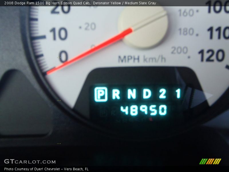 Detonator Yellow / Medium Slate Gray 2008 Dodge Ram 1500 Big Horn Edition Quad Cab