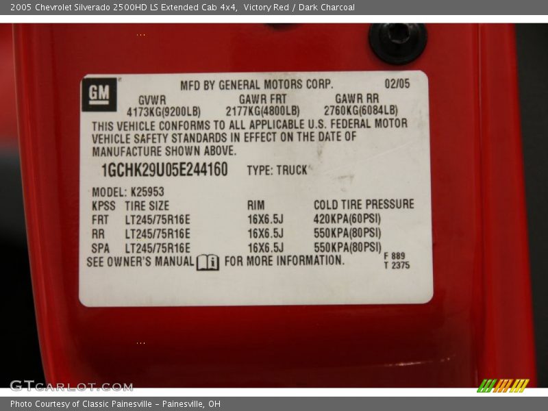 Victory Red / Dark Charcoal 2005 Chevrolet Silverado 2500HD LS Extended Cab 4x4