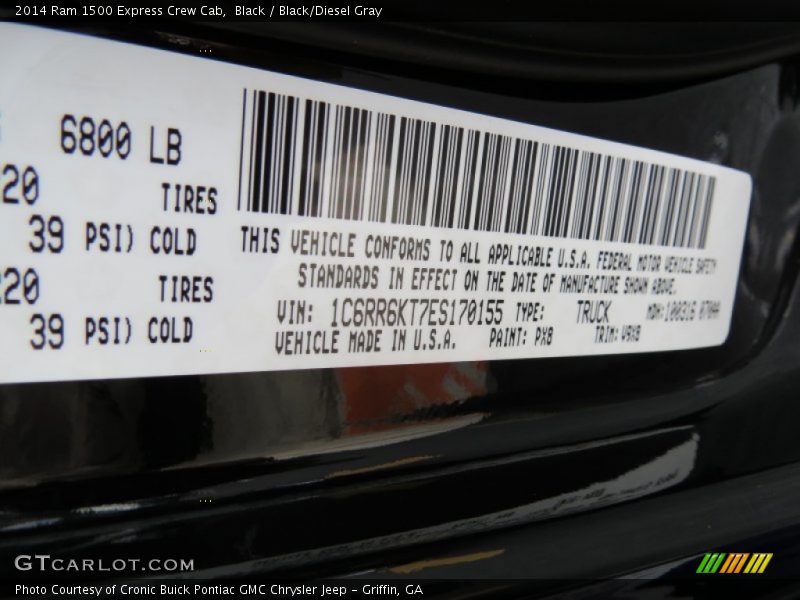 Black / Black/Diesel Gray 2014 Ram 1500 Express Crew Cab