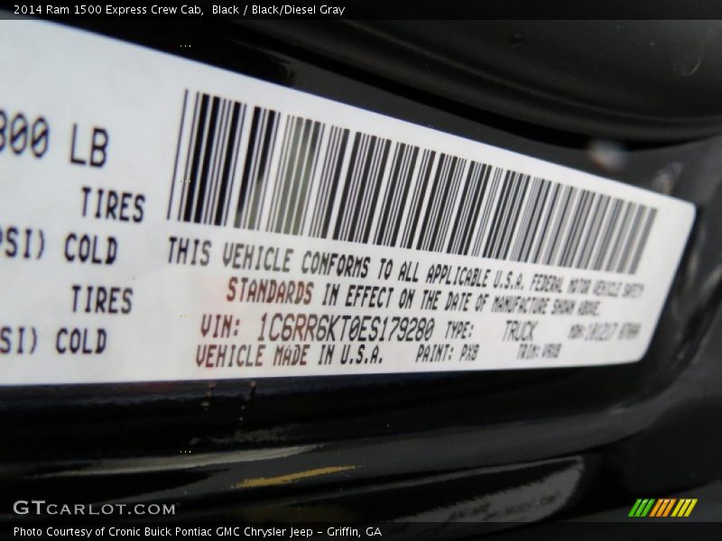 Black / Black/Diesel Gray 2014 Ram 1500 Express Crew Cab